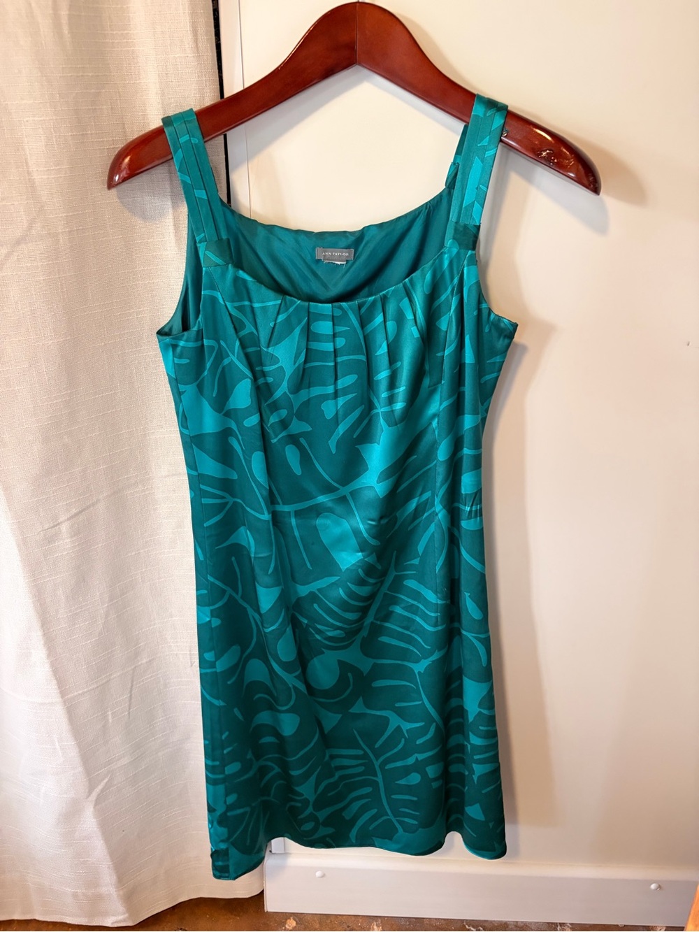 Ann Taylor Teal Printed Sleeveless Shift Dress
